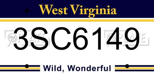 3SC6149 West Virginia License Plate