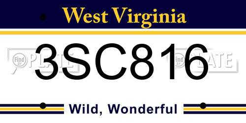 3SC816 West Virginia License Plate