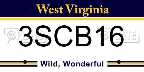 3SCB16 West Virginia License Plate