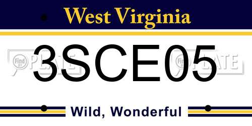 3SCE05 West Virginia License Plate