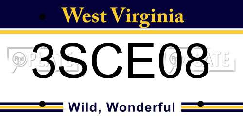 3SCE08 West Virginia License Plate