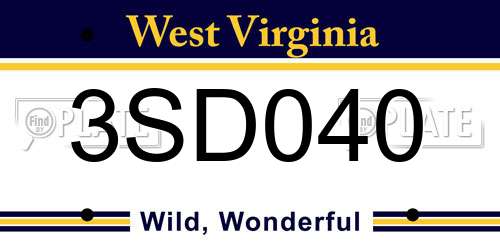 3SD040 West Virginia License Plate