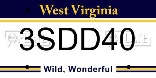 3SDD40 West Virginia License Plate