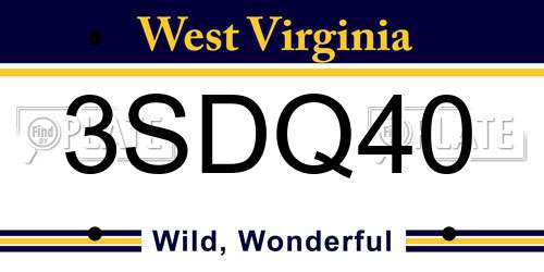 3SDQ40 West Virginia License Plate