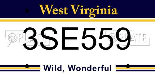 3SE559 West Virginia License Plate