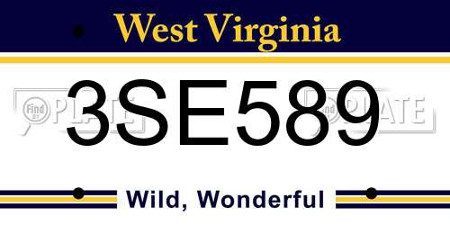 3SE589 West Virginia License Plate
