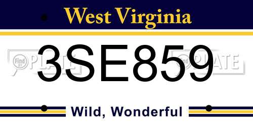 3SE859 West Virginia License Plate