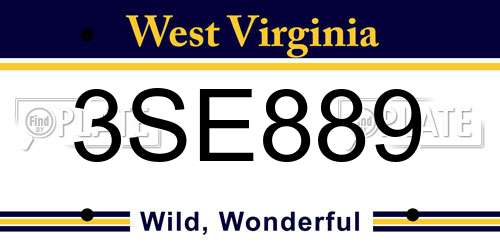 3SE889 West Virginia License Plate