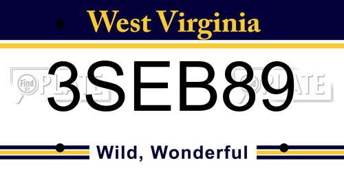 3SEB89 West Virginia License Plate