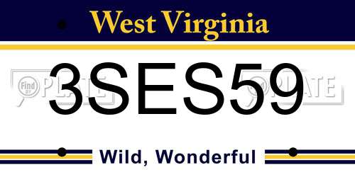 3SES59 West Virginia License Plate