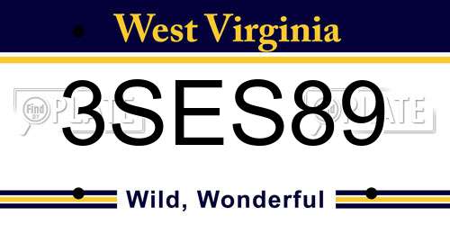 3SES89 West Virginia License Plate