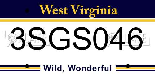3SGS046 West Virginia License Plate