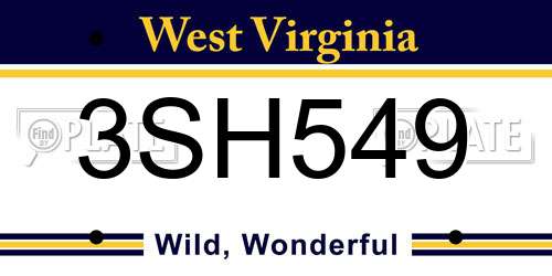 3SH549 West Virginia License Plate