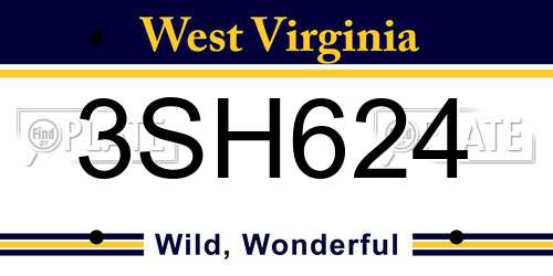 3SH624 West Virginia License Plate