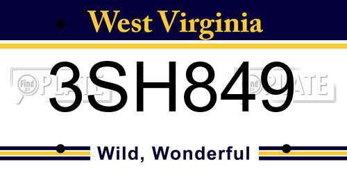 3SH849 West Virginia License Plate