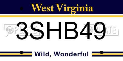 3SHB49 West Virginia License Plate