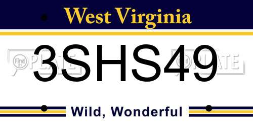 3SHS49 West Virginia License Plate