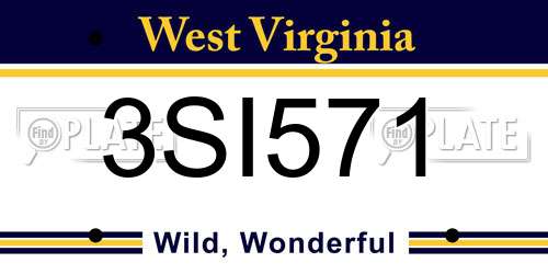 3SI571 West Virginia License Plate