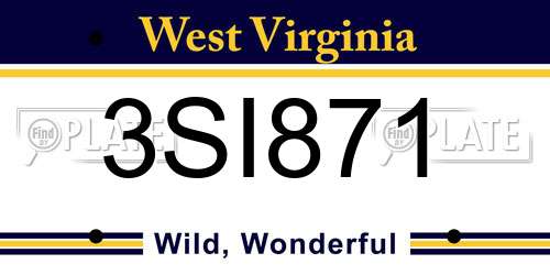 3SI871 West Virginia License Plate