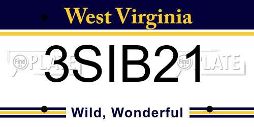 3SIB21 West Virginia License Plate