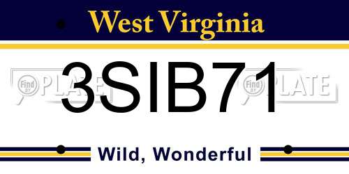 3SIB71 West Virginia License Plate