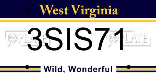 3SIS71 West Virginia License Plate