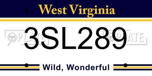 3SL289 West Virginia License Plate