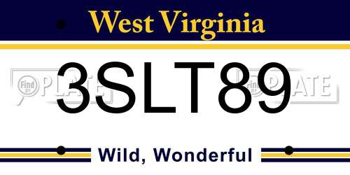 3SLT89 West Virginia License Plate