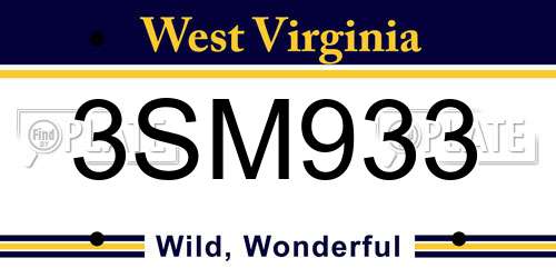 3SM933 West Virginia License Plate
