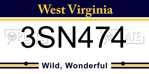 3SN474 West Virginia License Plate