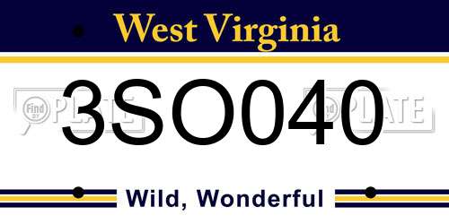 3SO040 West Virginia License Plate