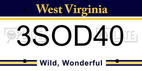 3SOD40 West Virginia License Plate