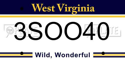 3SOO40 West Virginia License Plate