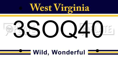 3SOQ40 West Virginia License Plate