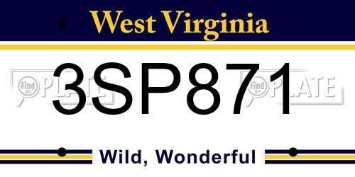 3SP871 West Virginia License Plate