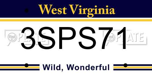 3SPS71 West Virginia License Plate