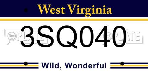 3SQ040 West Virginia License Plate