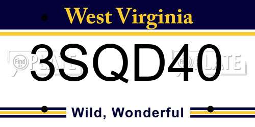 3SQD40 West Virginia License Plate
