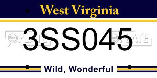 3SS045 West Virginia License Plate