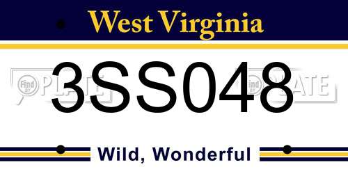 3SS048 West Virginia License Plate
