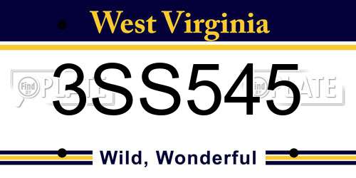 3SS545 West Virginia License Plate
