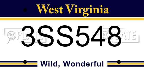 3SS548 West Virginia License Plate