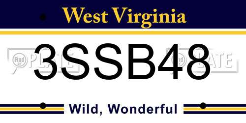 3SSB48 West Virginia License Plate