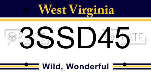 3SSD45 West Virginia License Plate