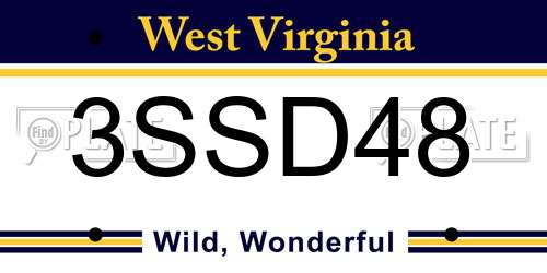 3SSD48 West Virginia License Plate