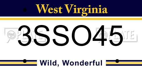 3SSO45 West Virginia License Plate