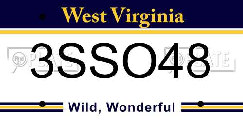 3SSO48 West Virginia License Plate