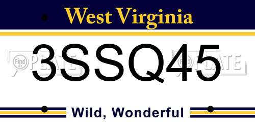 3SSQ45 West Virginia License Plate