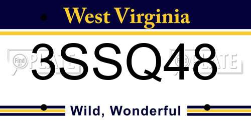 3SSQ48 West Virginia License Plate
