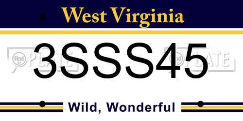 3SSS45 West Virginia License Plate